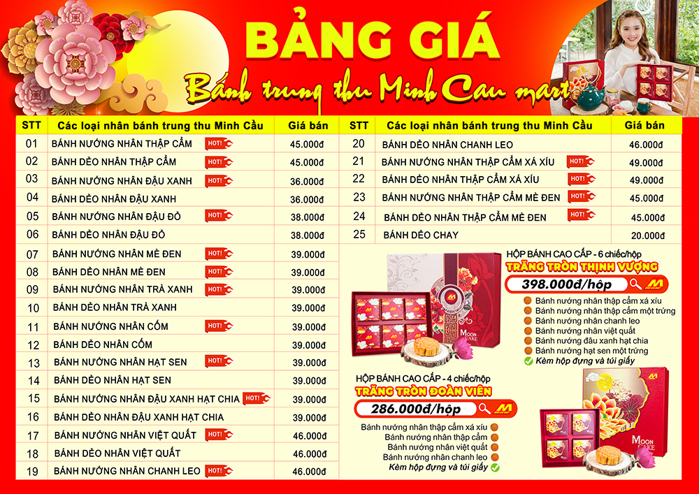 Bảng Giá Bánh Trung Thu Minh Cầu 2021
